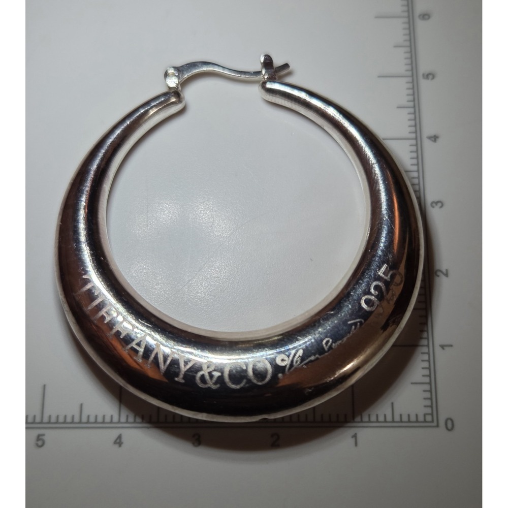 Vintage Tiffany & Co Elsa Peretti 50mm Puffy Hoop Earrings Rare - Picture 7 of 7